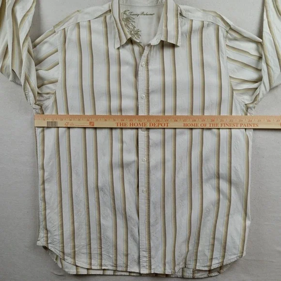 Tommy Bahama Mens Silk Blend Striped Long Sleeve Dress Shirt FLAW - Size XL - Picture 13 of 16